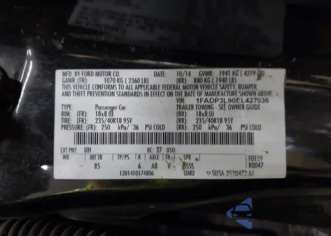 2014 Ford Focus from USA, damaged, VIN 1FADP3L90EL427036